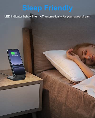 NANAMI Upgraded Fast Wireless Charger, Qi-Certified Wireless Charging Stand Compatible with Samsung Galaxy S25/S24/S23/S22/S21/S20 & Qi Phone Charger for iPhone 16/16 Plus/16 Pro/16 Pro Max/15/14/13