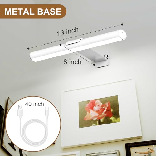 Swatia Wireless Picture Light, Rechargeable Battery Painting Light for Displaying Artwork, Display Light 300 Lumens, Adjustable Brightness LED Light Art Metal Dartboard (2 Pack Gold)