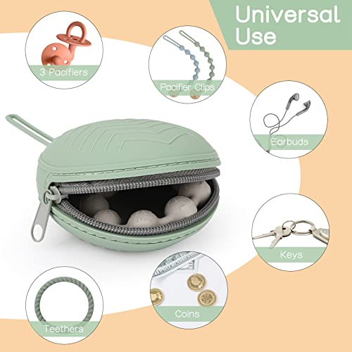 Nupoopy 2 Pack Silicone Pacifier Holder Case, BPA Free Newborn Baby Pacifiers Silicone Pouch for Boys & Girls, Portable Silicone Pacifier Container Case (Clay, Dark Grey)