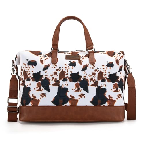 Wrangler Travel Duffle Bag for Women Oversized Cow Print Weekender Bag Overnight Bag WG133-5110BK