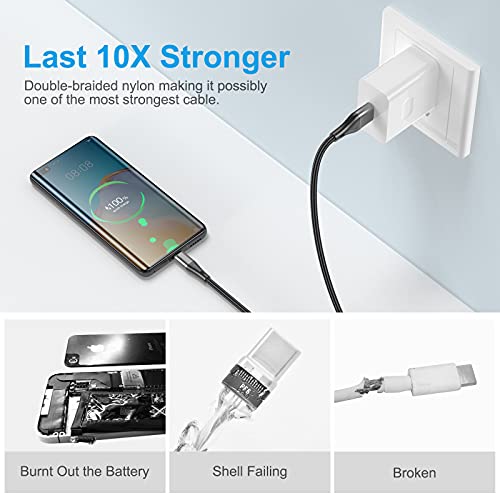 Short USB Type C Cable,3pack 1ft Premium Nylon Braided Fast Charging 3A Rapid Charger Quick Cord,Type C to A Cable Compatible for Samsung Galaxy S21 S20 S10 S9 S8 Plus,Note 20 10 9 8, LG V50 V40 G8 G7