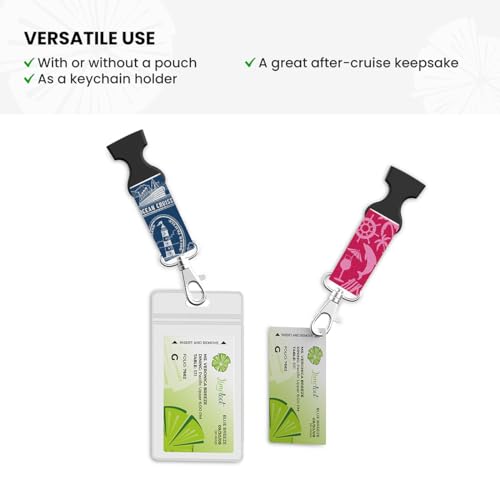 Limeloot 2-Pack Cruise Lanyard for Ship Cards | Silky Soft Cruise Ship Lanyard with Quick Release Buckle and Waterproof Cruise Card Holder | Blue and Pink Set