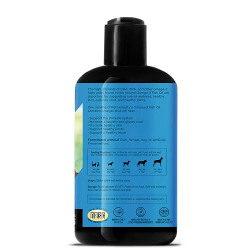 PetHonesty Omega 3 Fish Oil Supplement for Dogs & Cats (32oz), Wild Caught Omega 3 Fish Oil for Skin and Coat Health, Supports Shedding, Skin & Coat, Immunity, Joint, Brain & Heart, EPA + DHA