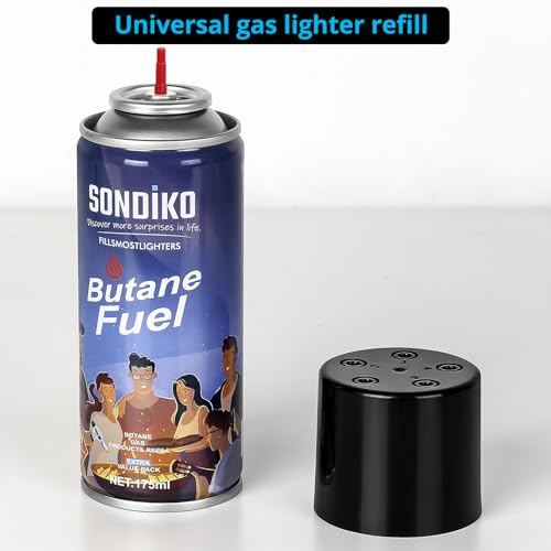 Sondiko Butane Refill, 175 ml, Lighter Fluid Refill, Premium Butane Refill for Torch Lighter, Buntae Torch, Kitchen Torch(1 Can)