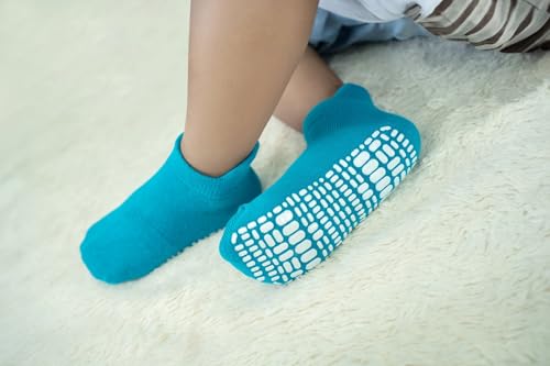 RATIVE Ankle Anti Slip Non Skid Cotton Socks with Grips Grippers for 0-6 Month Babies Baby Infant Boy Boys Girl Girls (0-6 Months, 12-Pairs/AB-110)