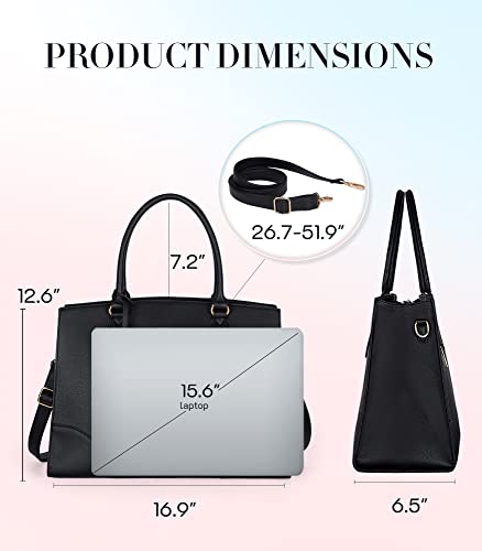 Missnine Laptop Bag 15.6 inch Work Bags for Women Professional Laptop Tote PU Leather Computer Briefcase for Office Business
