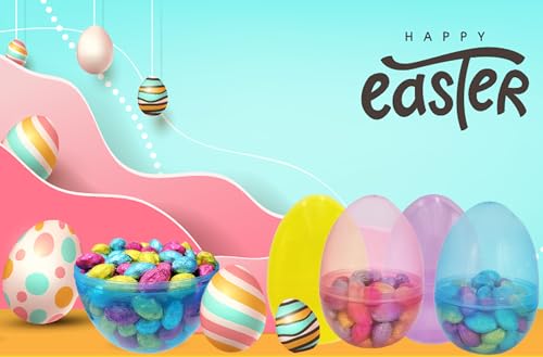 The Dreidel Company 8 Inch Massive Translucent Easter Eggs (2 Pack) Colorful Bright Plastic Easter Eggs, Perfect For Easter Egg Hunt, Surprise Egg, Easter Hunt, 8" Giant Fillable Eggs (2-Pack)
