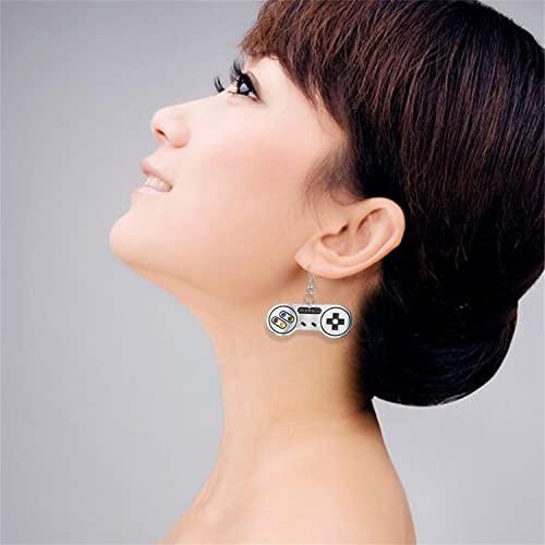 KVANU Unique 80s 90s Punk Stainless Steel Video Game Control Consoles Dangle Drop Earring for Women Men Her Game Enthusiast Game Lover Jewelry Gift (Style-2)