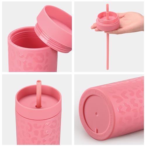 Modwnfy 12 Pack 16Oz Matte Black Acrylic Tumbler Set with Lids and Straws, Reusable Double Wall Plastic Tumblers for Cold Hot Drinks