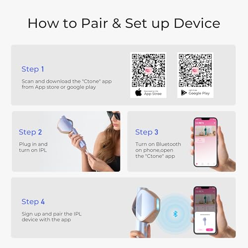 LUBEX Smart Permanent IPL Laser Hair Removal for Woman and Men, Painless Sapphire Ice-Cooling, Alternative to Salon, Bikini Shaver, Facial Epilator for Armpits Back Legs Arms Face Bikini Glow 6 A+