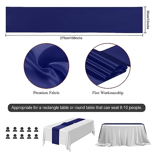 BDDC Blue Table Runner 12x108 Inch - 4 Pack Satin Table Runners, Smooth Table Runner for Party Wedding Banquets Birthday