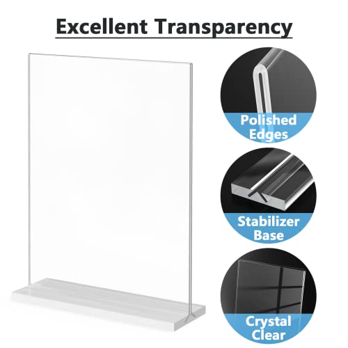 MaxGear Acrylic Sign Holder 8.5x11 Inches 2 Pack, Double Sided Clear Display Stand Table Top Sign Paper Holder, Vertical Menu Flyer Holder, Plastic Sign Frame for Stores, Restaurants, Hotels, Office