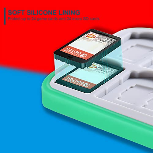 Aconcise One Game Card Case for Nintendo Switch Games, Slime and Portable Carrying Storage Travel Box with 24 Card Slots, Hard Shell Protective and Durable (Leaves)