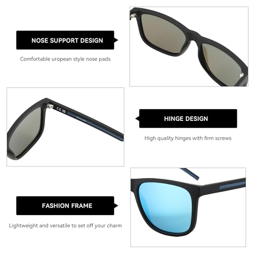 ZENOTTIC Men's Polarized Sunglasses - Lightweight TR90 Frame Square Mens Sunglasses UV400 Protection