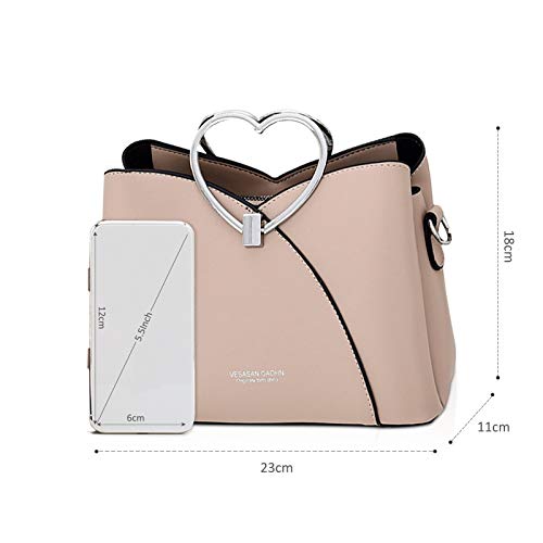 NICOLE & DORIS Fashion Handbag for Women Top Handle Bag PU Leather Messenger Bag Waterproof Shoulder Bag Ladies Crossbody Bag With Heart Shaped Handle Khaki