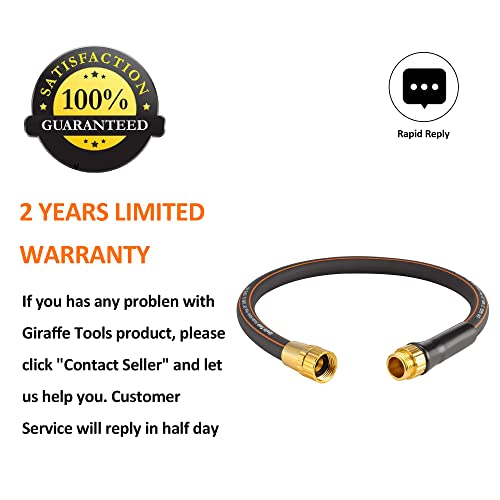 Giraffe Tools Garden Hose 25ft x 5/8", Water Hose Heavy Duty, Flexible, Lightweight Hybrid Hose with Swivel Handle, Male to Female Fittings, Burst 600 PSI