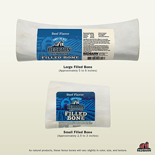Redbarn Filled Dog Bones Peanut Butter, Cheese N' Bacon, Beef, Natural Long-Lasting Dental Treats; Suitable for Aggressive Chewers. Beef, Small 3" - 1 Bone