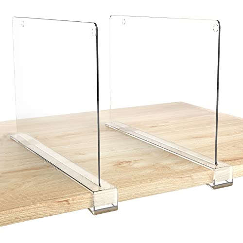 HBlife 6 Pack Closet Organizers and Storage, Clear Shelf Dividers, Vertical Purse Organizer for Closet Perfect for Sweater, Shirts, Handbags in Bedroom and Kitchen, Acrylic Bookshelf for Organization