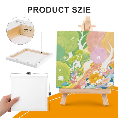 ESRICH Small Canvases for Painting, 6 Pack Canvas 5x7 Inch Stretched Canvas 2/5" Profile Primed Acid Free Painting Canvas for Kids for Oil Paint,Watercolor,Acrylic Paint,Gouache &Tempera.