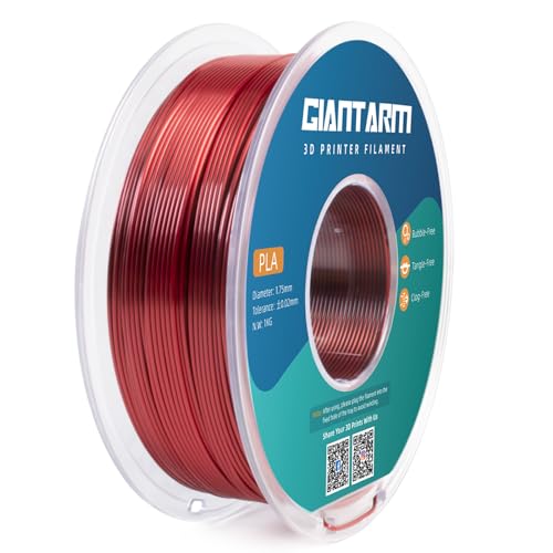 GIANTARM 3D Printer Filament, Silk Black Pla Filament, 1Kg(2.2lbs) Spool, 1.75mm Dimension Accuracy +/- 0.03mm, 3D Printing Filament