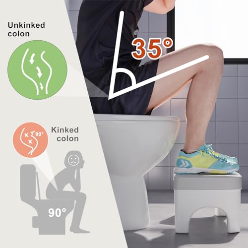Recximi Toilet Step Stool Squat, Portable Foot Poop Stool for Bathroom Adults, 7 Inch Pooping Stool Toilet Leg Stand Raiser, Non-Slip Potty Stool Bench for Feet, Banco para Baño, Beige