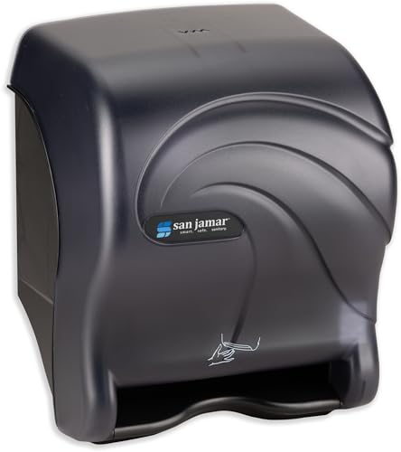 San Jamar Oceans Paper Towel Dispenser, Smart Essence Automatic Batter Operated Roll Towel Dispenser for Bathroom, Kitchens, and Restaurants, Plastic, 10 X 14.75 X 12.50 Inches, Black Pearl