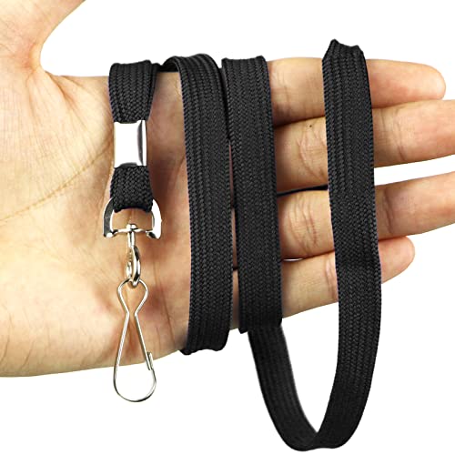 Bird Fiy Black Lanyard 32" Flat Lanyards with Swivel Hook Attachment (Black)
