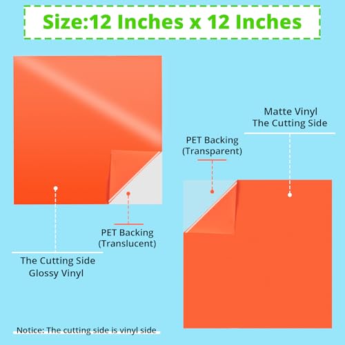 HTVRONT Permanent Vinyl for Cricut Machine - 68 Pack 12" x 12" Permanent Adhesive Vinyl Sheets, Permanent Vinyl Bundle for Craft Projects, Adhesive Vinyl Bundle for Cricut, Silhouette Cameo, etc.