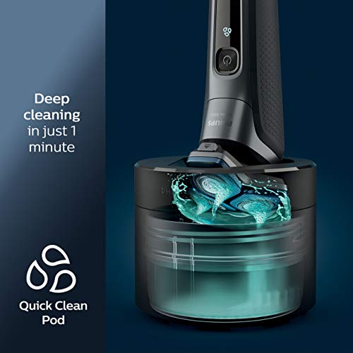 Philips Norelco Shaver 7700, Rechargeable Wet & Dry Electric Shaver with SenseIQ Technology, Quick Clean Pod, Charging Stand and Pop-up Trimmer, S7782/85 for Unisex Adult