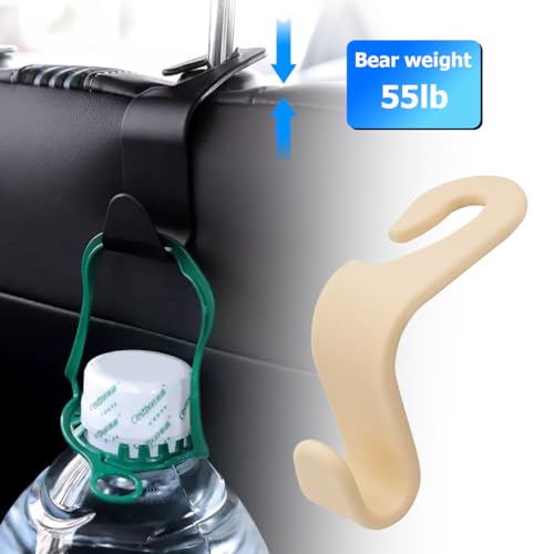 4PCS Car Back Seat Headrest Hooks, Rear Car Seat Storage Headrest Hanger Holder Hooks Organizer, Universal Auto Interior Accessories for Bag Purse Handbag Cloth Coats Grocery (Pink)