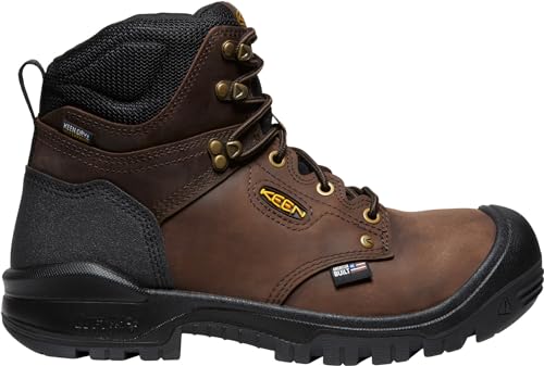 KEEN Utility Men's Independence 6" Leather Waterproof Soft Toe Work Boots, Black/Black, 10