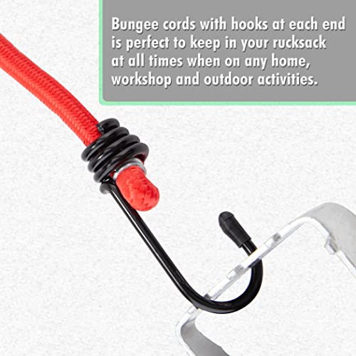Cartman 8mm 16Pack Bungee Cords, 6pcs 32"& 10pcs 24" with Steel Hook