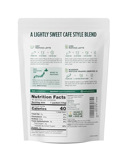 Jade Leaf Matcha Organic Café Style Sugar Free Matcha Latte Green Tea Powder, Premium Barista Crafted Mix, Authentically Japanese, 15 Servings (5.3 Ounces)