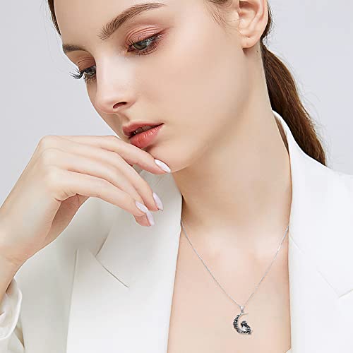 Owl Necklace Sterling Silver Owl Pendant Necklace April Birthstone Jewelry present for Women Grandmother Halloween Valentine's Day Mother's Day