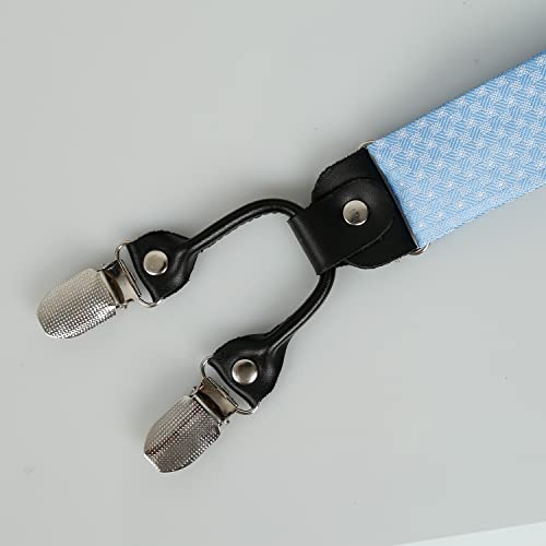 Alizeal Paisley Suspenders and Self Tied Bow Tie for Men with Pocket Square Set, Black Gold