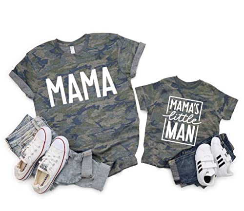 Mom and Son Matching Outfits Mama and Mama's Litter Man Print Shirts Cute Mom and Son Valentine's Day Gifts Red