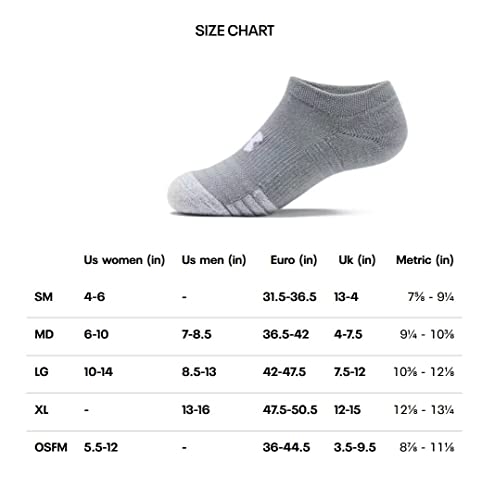 Under Armour Adult Performance Tech No Show Socks, Multipairs, Black (6-Pairs), Medium