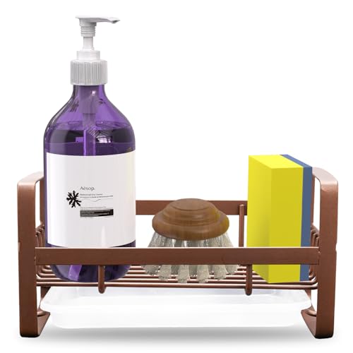 VANTEN Kitchen Sink Caddy Sponge Holder, Sponge Holder for Kitchen Sink, Sink Organizer, Soap Dish Dispenser Brush Holder Storage Home & Kitchen Accessories