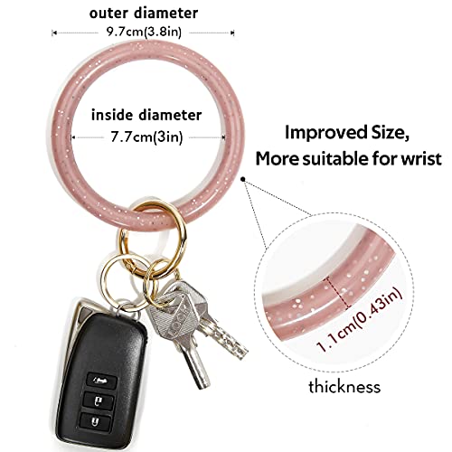 Townshine Silicone Leather Bangle Key Ring Wrist Keychain Bracelet Round Key Rings Holder Gift (Maple leaf)