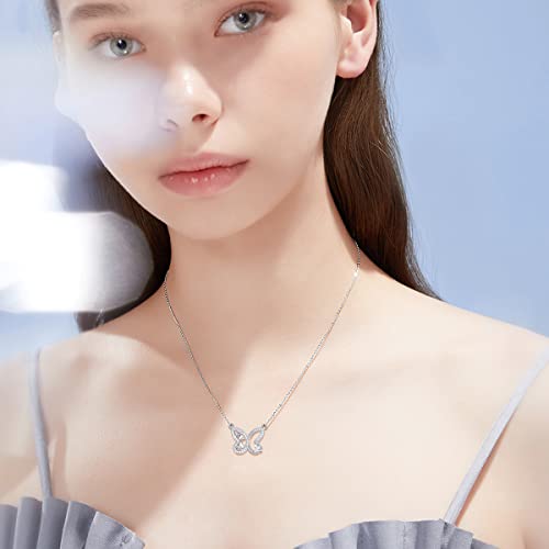 VIJASHOP Women's Butterfly Necklace Cubic Zirconia Butterfly Pendant Dainty Butterfly Jewelry Gifts for Girlfriend Daughter