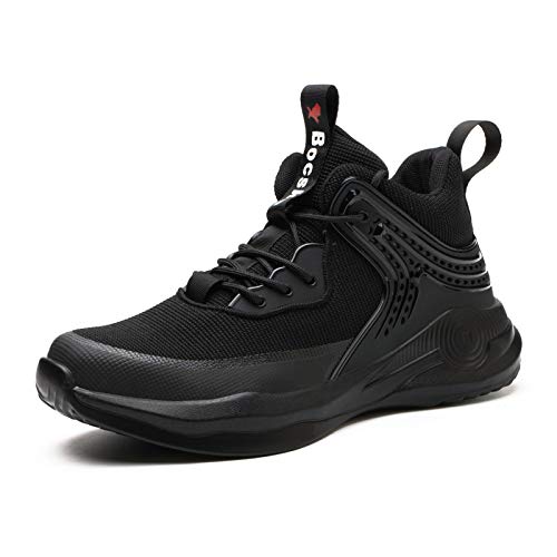 SYLPHID Steel Toe Boots for Men Safety Shoes for Women Work Sneakers Slip Resistant, 66Black,Women Size 14.5, Men Size 13