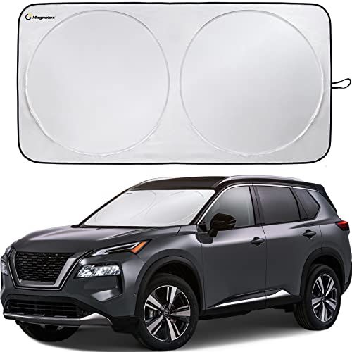 Magnelex Tesla Windshield Sun Shade (Model 3/Y), Reflective Polyester Blocks Heat & Sun, Foldable Car Window Sun Blocker, Mirror Cut-Out, Fade-Resistant Sunshade, Tesla 3 Accessories