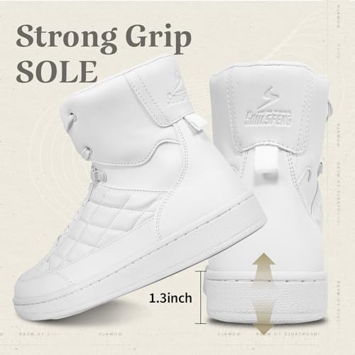 Soulsfeng Men's Women's High Top Fashion Sneakers Ankle Boots Walking Tennis Platform Leather Sneaker Red 47.5