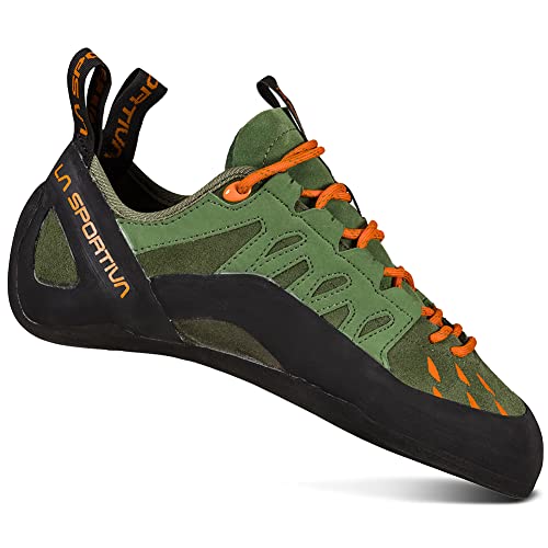 La Sportiva Men's Tarantulace Rock Climbing Shoes, Olive/Tiger, 7.5