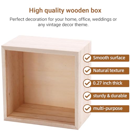 CALPALMY (12 Pack 4'' x 4'' Rustic Wooden Box Storage Organizer Unfinished Small Craft Wooden Box for Collectibles Home Venue Decor Succulents
