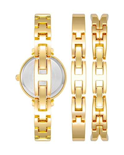 Anne Klein Women's Premium Crystal Accented Bangle Watch and Bracelet Set