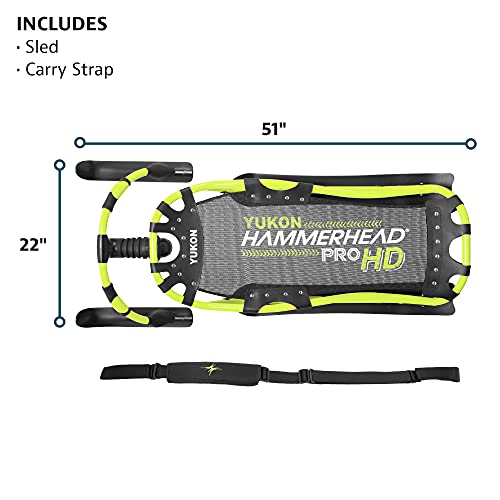 Yukon Charlie's Hammerhead Pro HD Sled | Single Rider, Speed and Steering Control, 52-inch x 22-inch, for Ages 13+