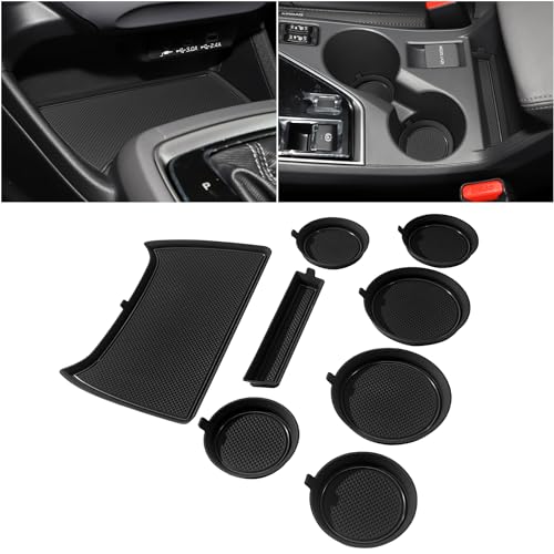 Cup Holder Inserts Liners for Subaru Crosstrek 2024 2025 Impreza Accessories, Silicone Cup Holder Mat, Car Cup Coaster Trim Non-Slip Anti-Dust Interior, Custom Door Slot Pad (8 Pcs, Black Trim)