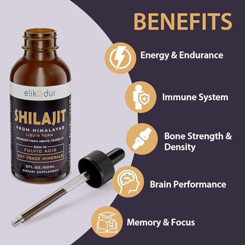 Shilajit Resin Organic Liquid Supplement, Shilajit Himalayan Organic, Shilajit Resin Drop, Shilajit Drop Contain 85 Trace Minerals, Alternative to Resin & Capsules, 60 ml
