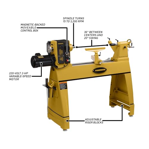 Powermatic 20" x 35" Woodworking Lathe, 2 HP, 220V 1Ph (Model 3520C)